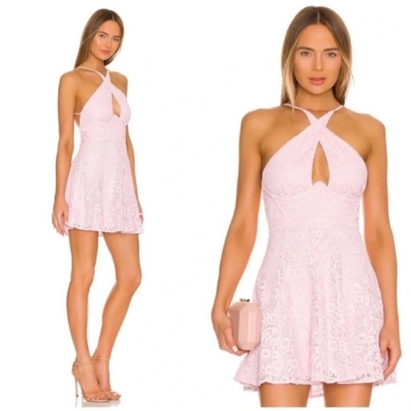 For Love And Lemons Dresses & Skirts - For Love & Lemons Carmela Lace Mini Dress Pink